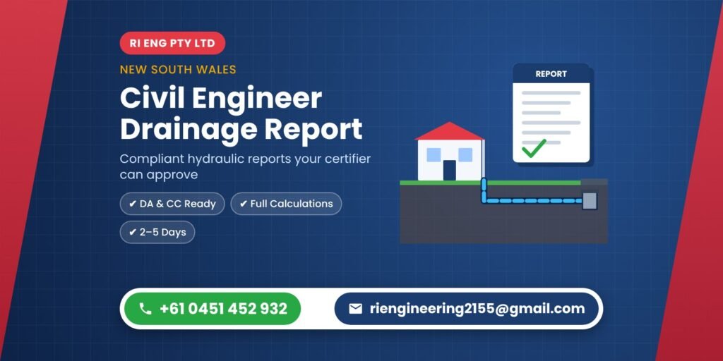 Civil engineer drainage report NSW – RI ENG PTY LTD | Call +61 0451 452 932
