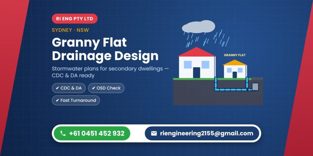Drainage design granny flat Sydney – RI ENG PTY LTD | Call +61 0451 452 932