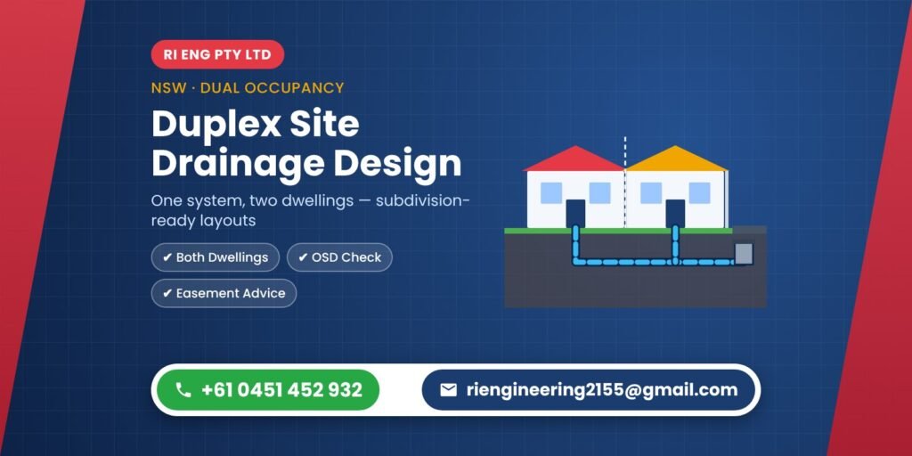 Site drainage design duplex – RI ENG PTY LTD | Call +61 0451 452 932