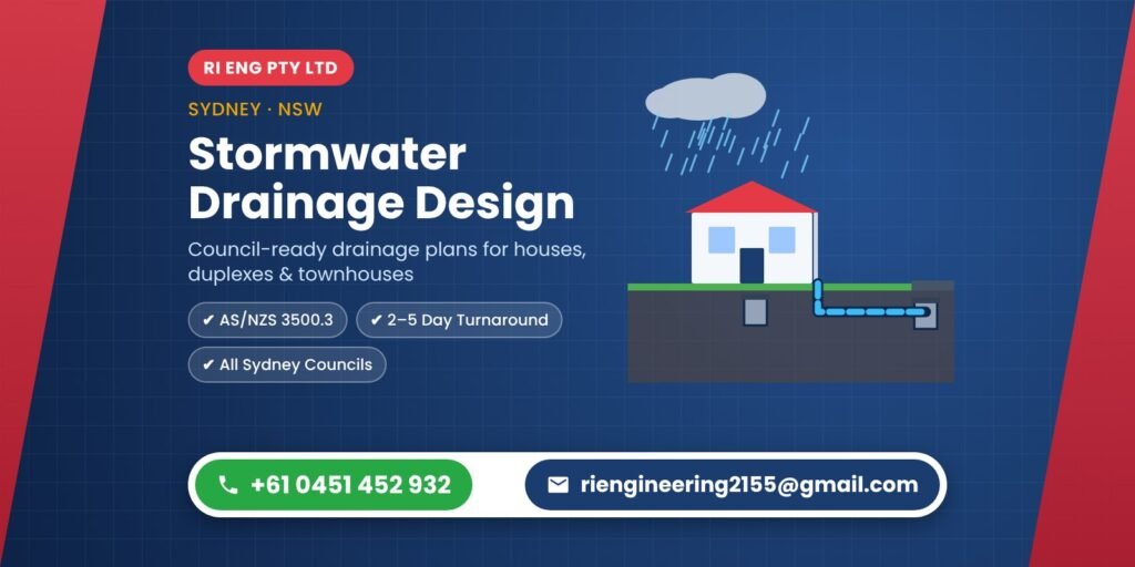 Stormwater drainage design Sydney – RI ENG PTY LTD | Call +61 0451 452 932